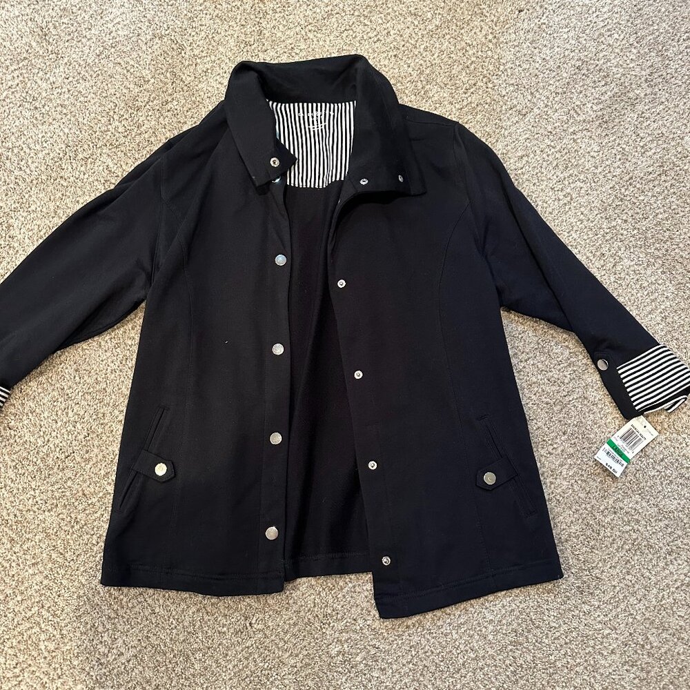 Karen Scott black and shite striped jacket